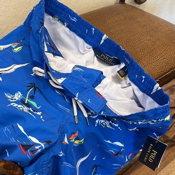 Brand New Ralph Lauren’s Polo Men’s Blue Nautical Swimwear with 3 pocket front! - Picture 7 of 9